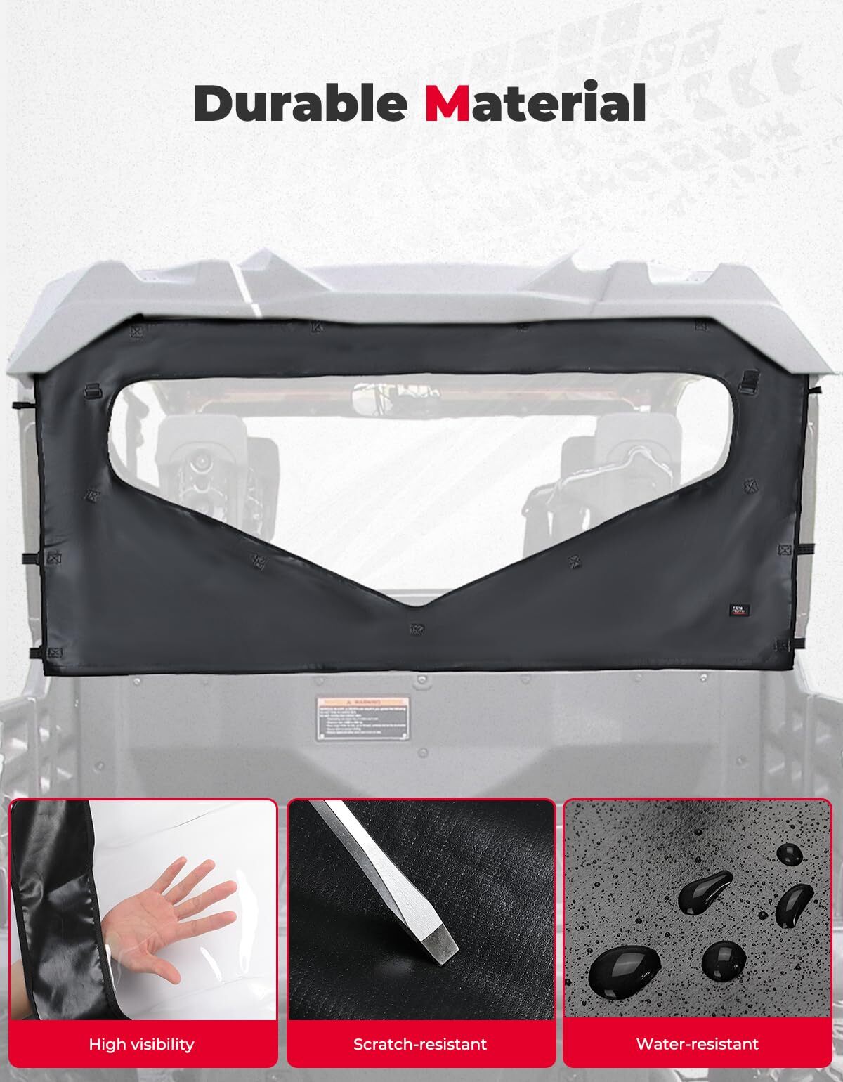 Kemimoto Honda Pioneer 1000-6 UTV Roll Up/ Down Soft Rear Window