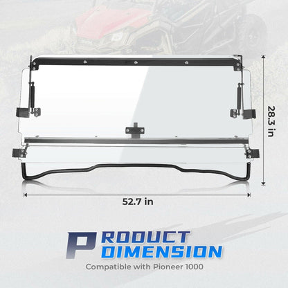 Kemimoto Honda Pioneer 1000 UTV 3-in-1 Flip Windshield