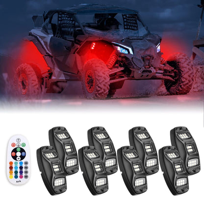Kemimoto 3FT COB Whip Lights & RGB Rock Light Kit