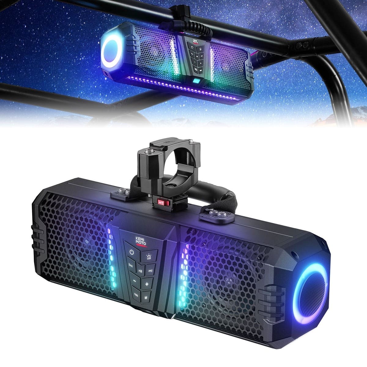 Kemimoto Midnight 40B 16'' 2-Speaker Louder RGB UTV Sound Bar