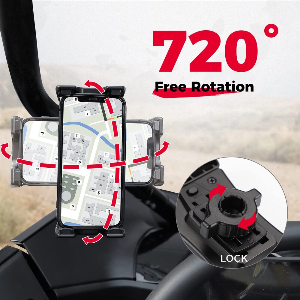 Kemimoto Phone Holder 720° Adjustable 4.7"-13" Clamps