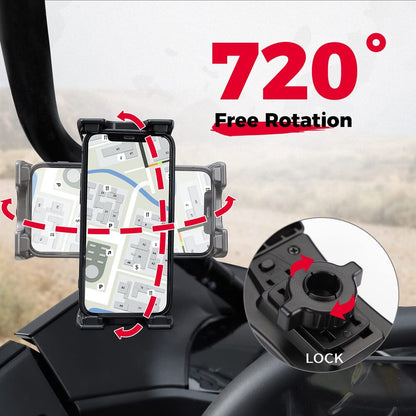 Kemimoto Phone Holder 720° Adjustable 4.7"-13" Clamps