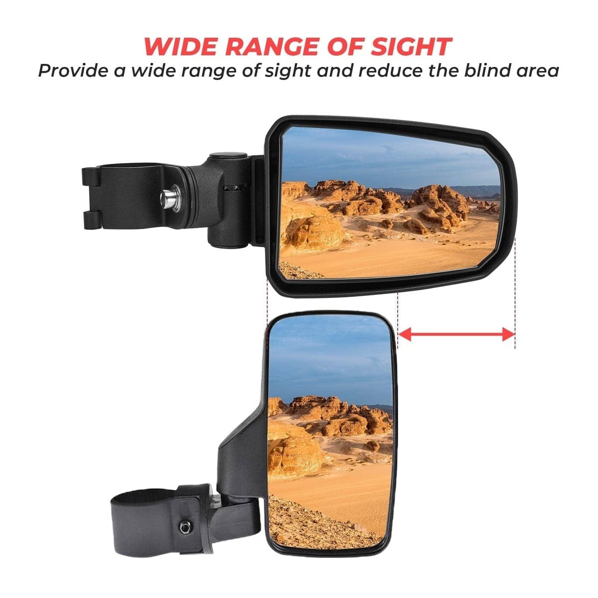 Kemimoto Polaris Adjustable Side View Mirror for 1.75" Roll Cage