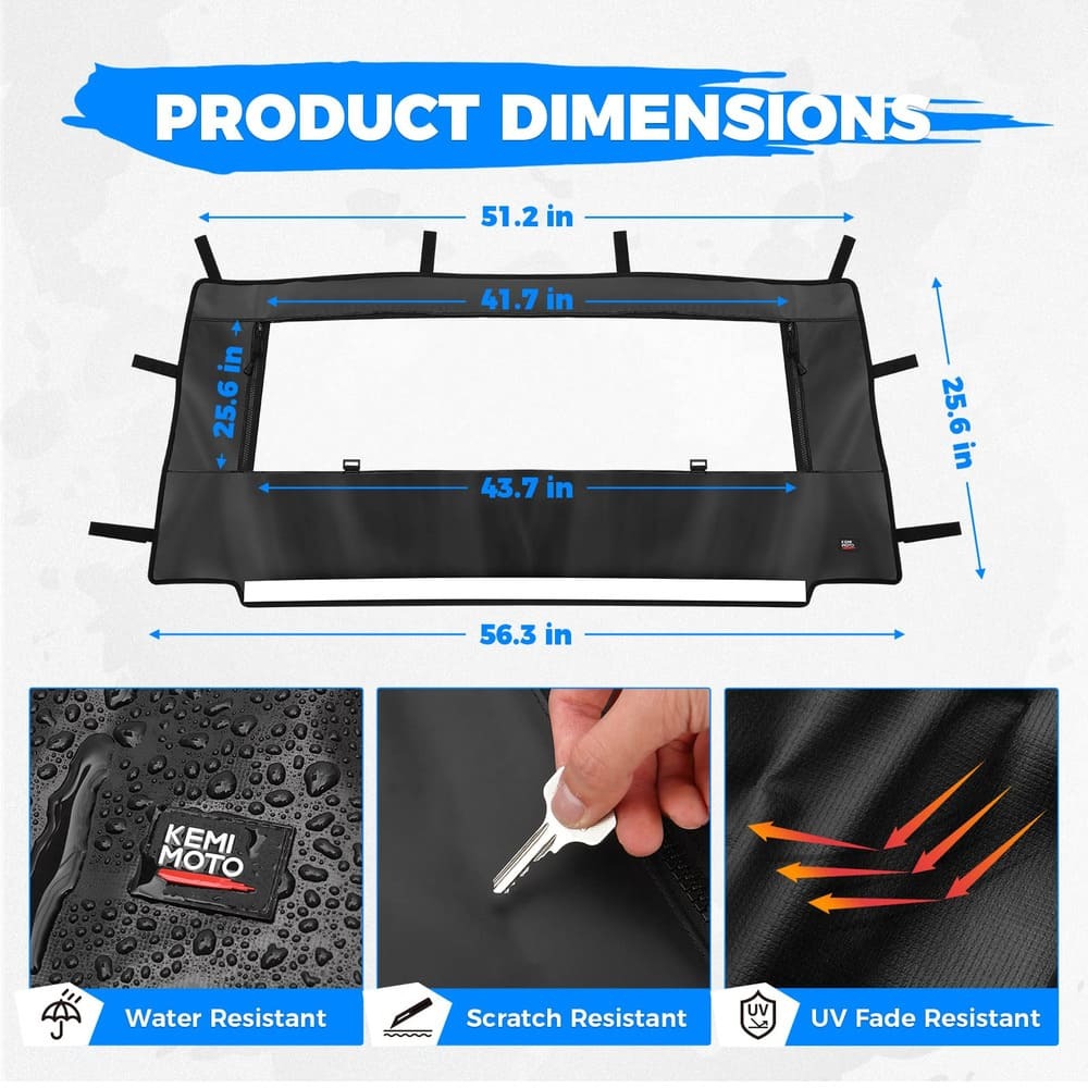 Kemimoto Polaris General 1000/XP 1000 PVC Soft Rear Windshield