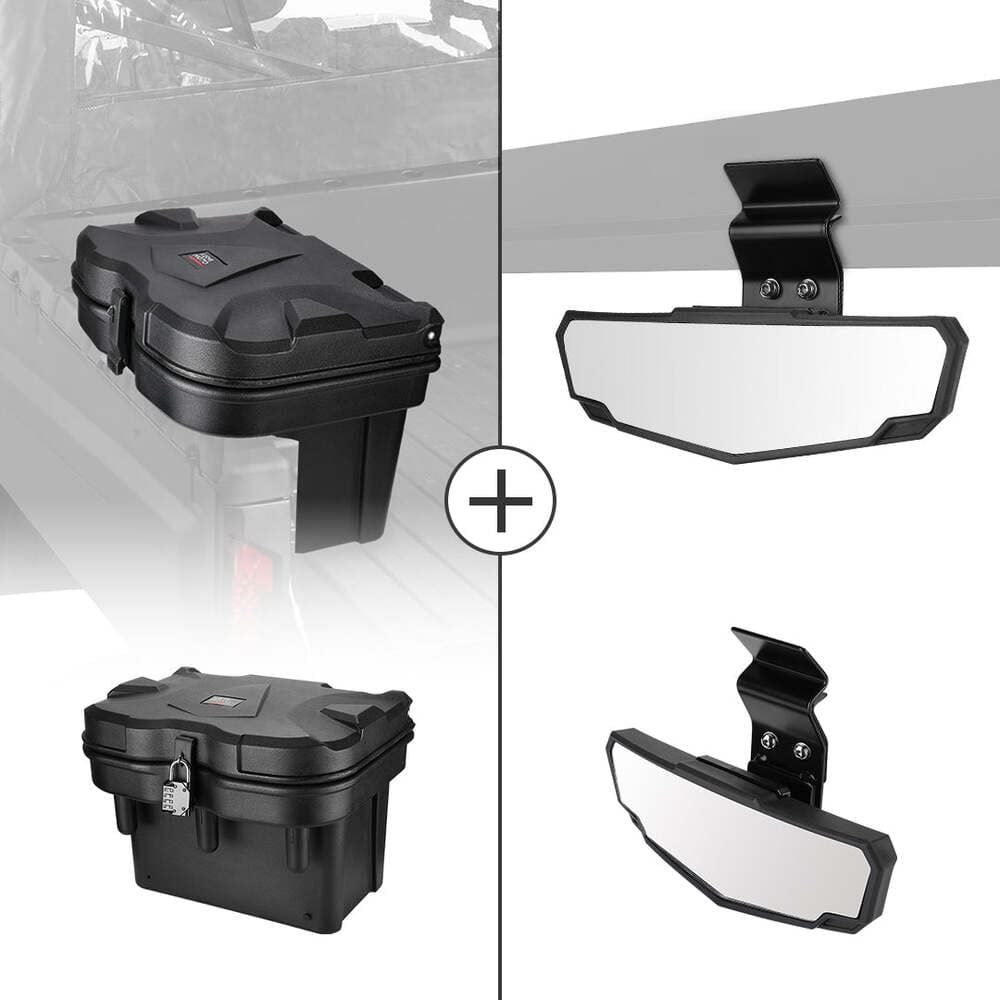 Kemimoto Polaris Ranger/ General Cargo Storage Device Tool Box & Rear View Mirror