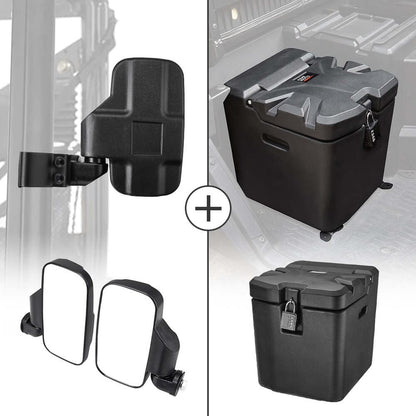 Kemimoto Polaris Ranger XP 1000 Adjustable Break Away Side Mirrors & Under Seat Storage Box