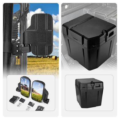Kemimoto Polaris Ranger XP 1000 Adjustable Side Mirrors & Under Seat Storage Box