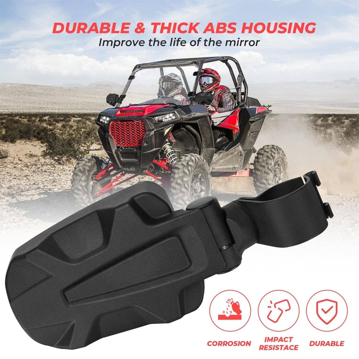 Kemimoto Polaris RZR XP 1000 Adjustable Side View Mirror for 1.75" Roll Cage