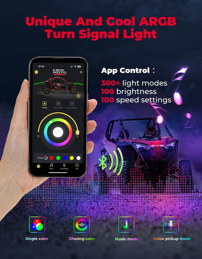 Kemimoto Polaris RZR PRO XP/4 RGB Turn Signal Light, Fang Light