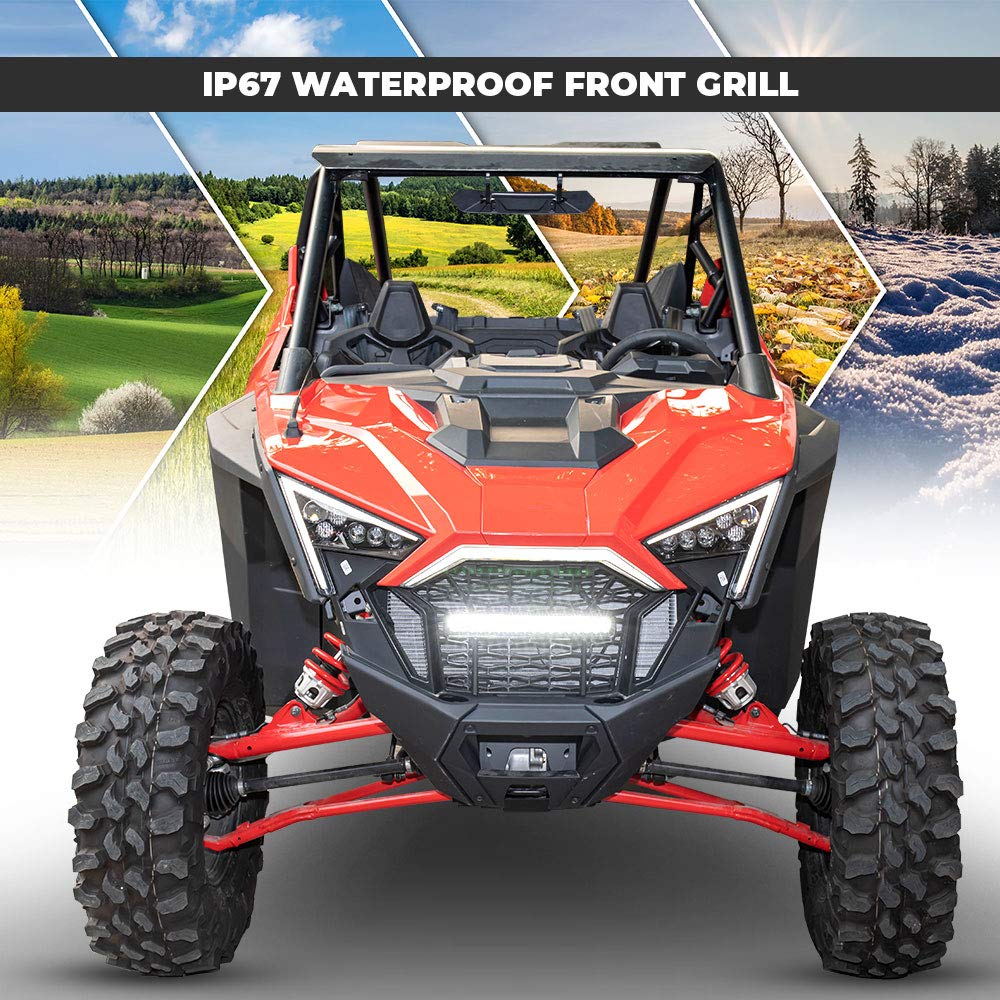 Kemimoto Polaris RZR Pro XP/Turbo R Front Mesh Grill with LED Light Bar