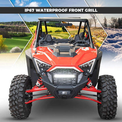 Kemimoto Polaris RZR Pro XP/Turbo R Front Mesh Grill with LED Light Bar