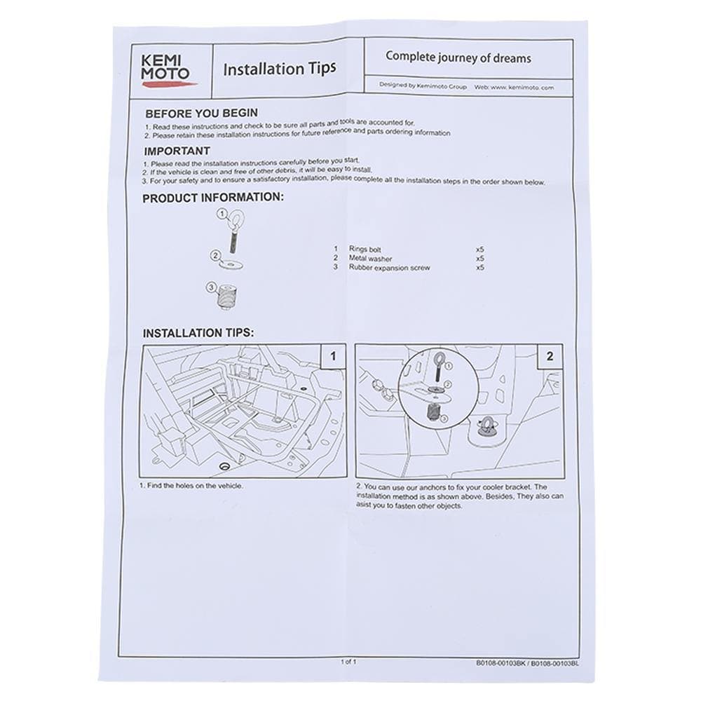 Kemimoto Polaris RZR Upgrade ATV Tie Down Anchors