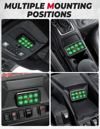 Kemimoto Polaris RZR UTV 12-24V 8 Gang Switch Panel