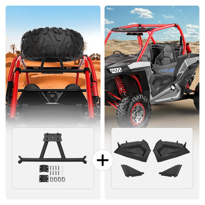 Kemimoto Polaris RZR XP 1000 Spare Tire Carrier Mount & Lower Half Door Inserts Panels
