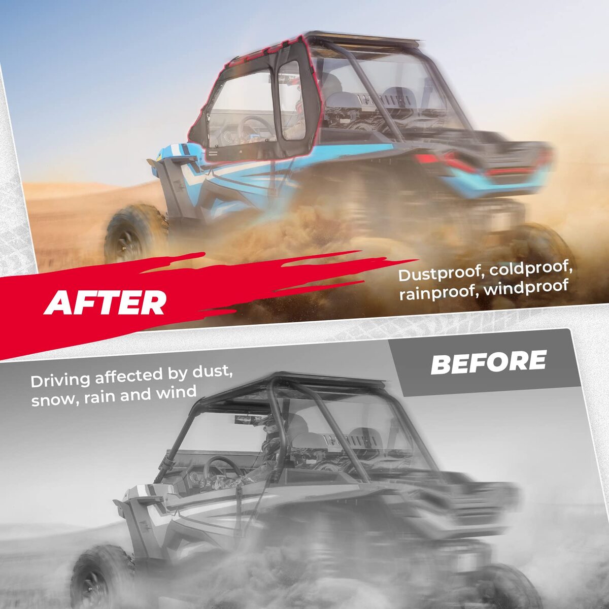 Kemimoto Polaris RZR XP 1000 2 Soft Upper Doors & Side Mirrors