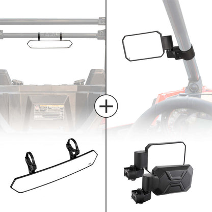 Kemimoto Rear View Mirror & Side Mirrors with 1.6"/2" Roll Bar Cage