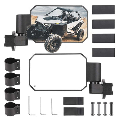 Kemimoto Rear View Mirror & Side Mirrors with 1.6"/2" Roll Bar Cage