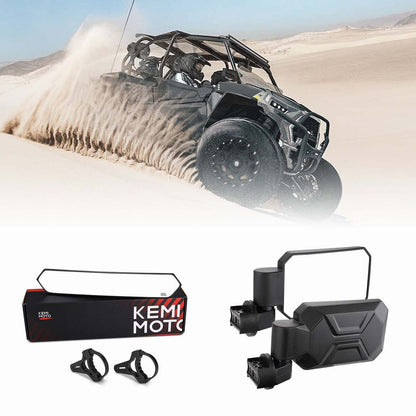 Kemimoto Rear View Mirror & Side Mirrors with 1.6"/2" Roll Bar Cage