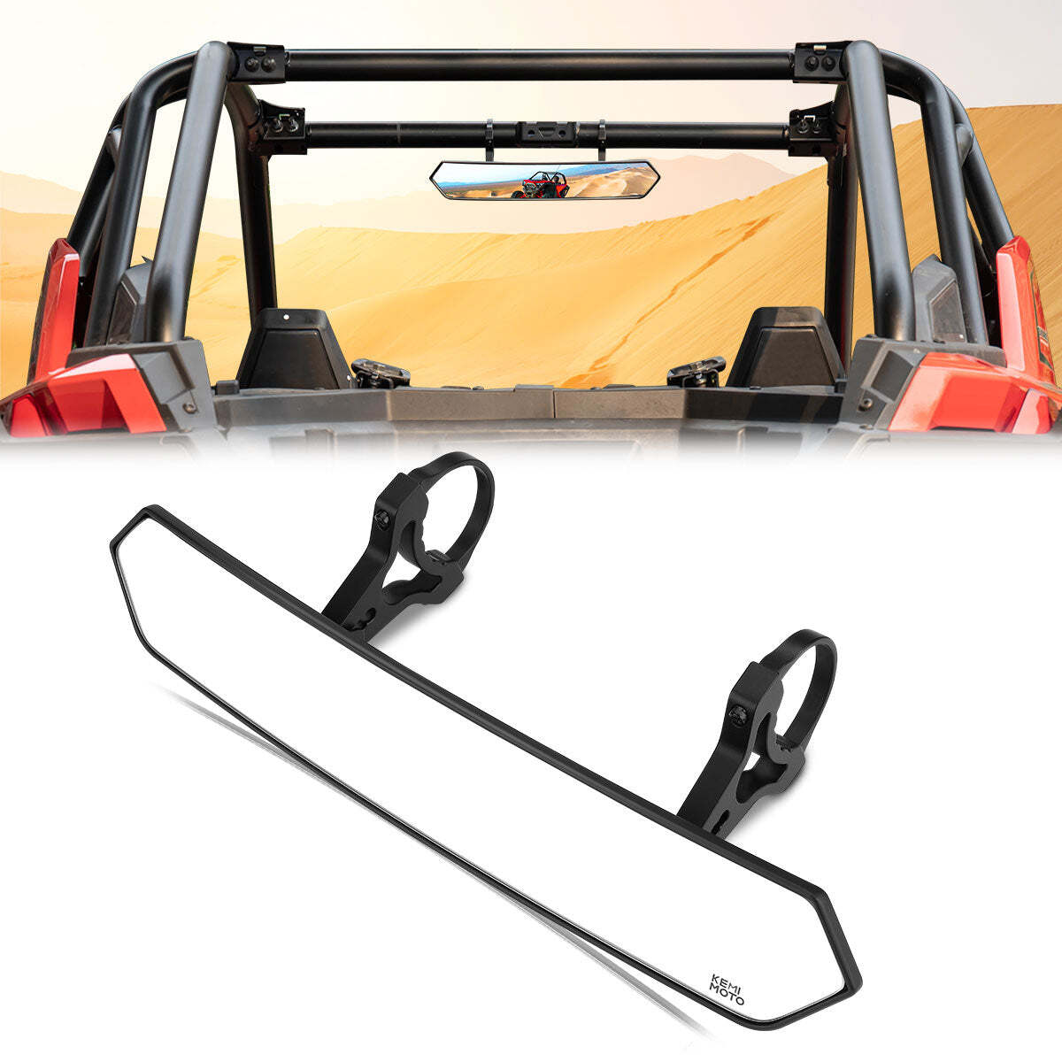 Kemimoto Rear View Mirror & Side View Mirrors fit 1.75"/2.0" Roll Bar