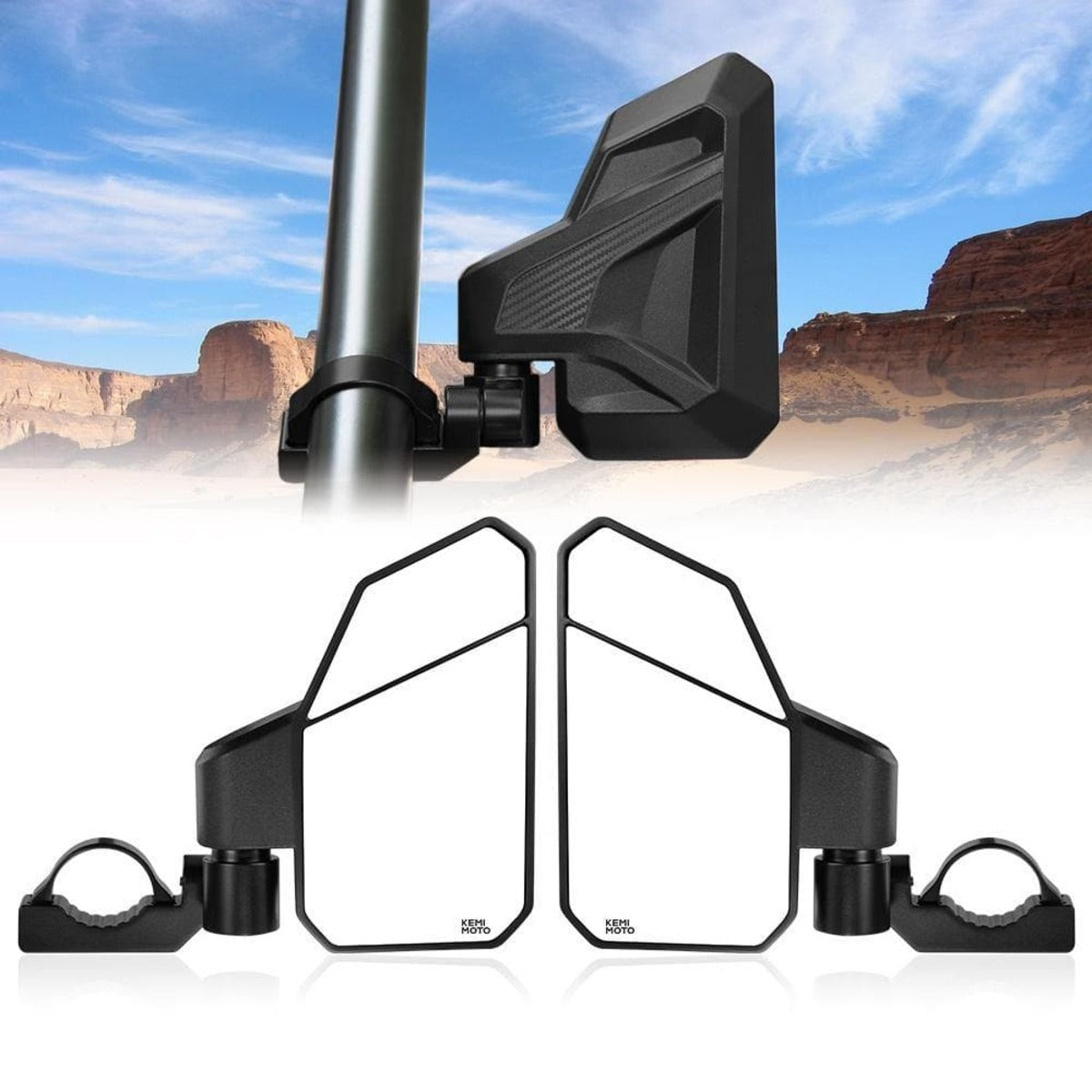 Kemimoto RZR Polaris Can Am Maverick X3 UTV 1.6"-2" Side Mirrors for Pioneer