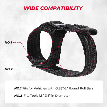 Kemimoto Shovel Holder Rubber Roof Rack Straps Fits 1.5"-3.5" Diameter Tools