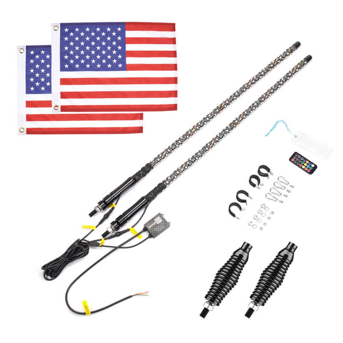 Kemimoto Can-Am Maverick X3 4FT 2Pcs Spiral Whip Light Bluetooth Control