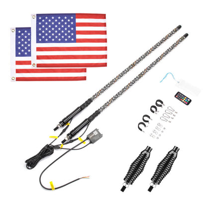 Kemimoto Can-Am Maverick X3 4FT 2Pcs Spiral Whip Light Bluetooth Control