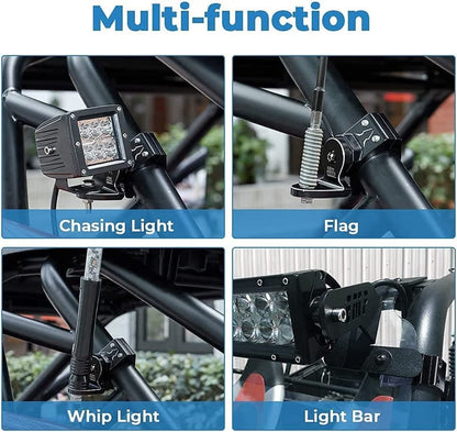 Kemimoto 2Pcs Whip Light & Flag Mount & 12V Switch On-off Spiral Whip Light Set