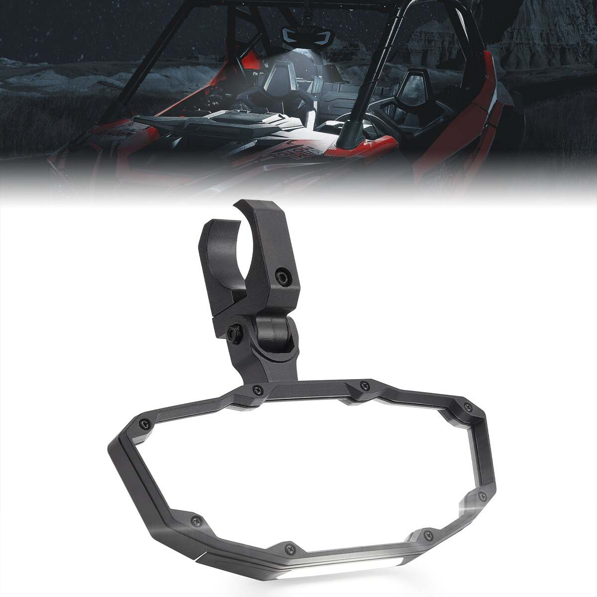 Kemimoto Universal Side Rear View Mirrors & Center Mirror fit 1.75“/2" Round Roll Bars