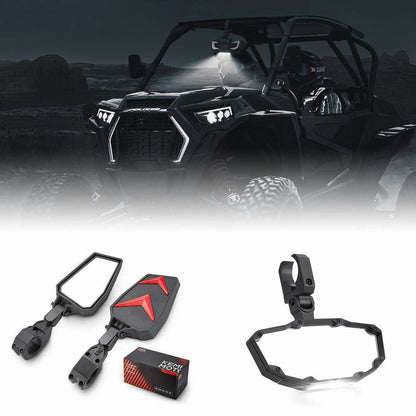 Kemimoto Universal Side Rear View Mirrors & Center Mirror fit 1.75“/2" Round Roll Bars