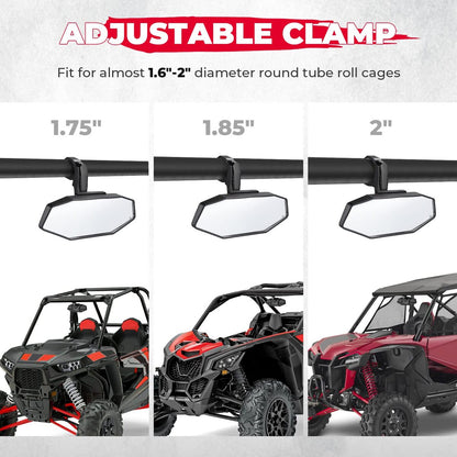 Kemimoto Upgraded UTV Rear View Mirror for 1.6"-2" Roll Bar Mount