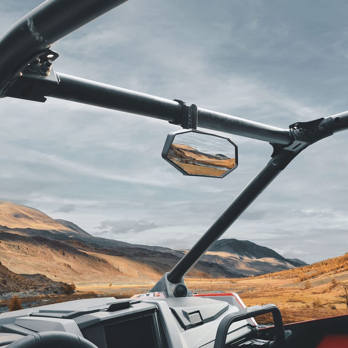 Kemimoto Upgraded UTV Rear View Mirror for 1.6"-2" Roll Bar Mount
