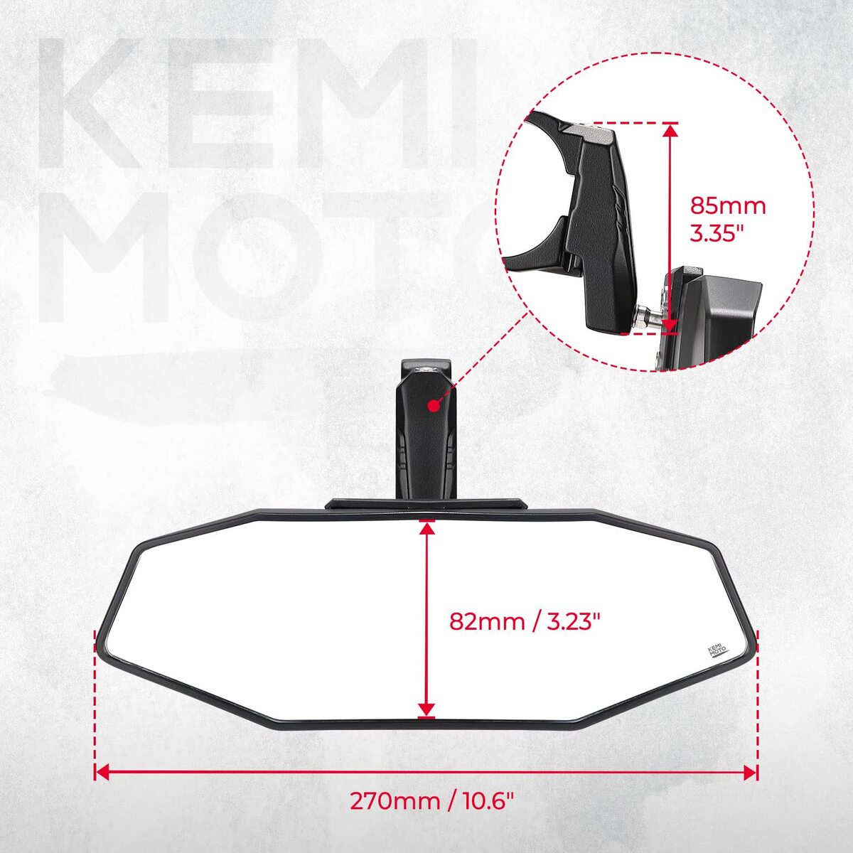 Kemimoto Upgraded UTV Rear View Mirror for 1.6"-2" Roll Bar Mount