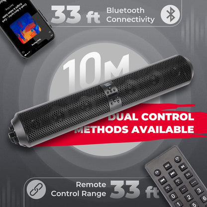 Kemimoto UTV 1.56"-2.25" Roll Bar 6 Speaker Bluetooth Sound Bar