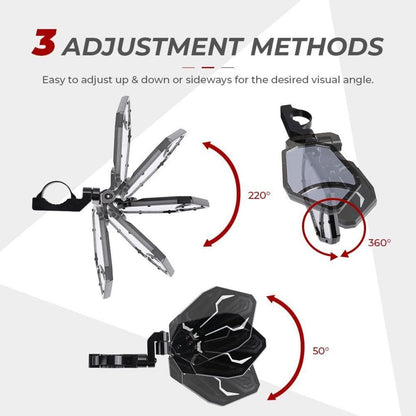 Kemimoto UTV 1.65"-2" Rear View Mirror & 1.6"-2" Round Tube Side Mirror