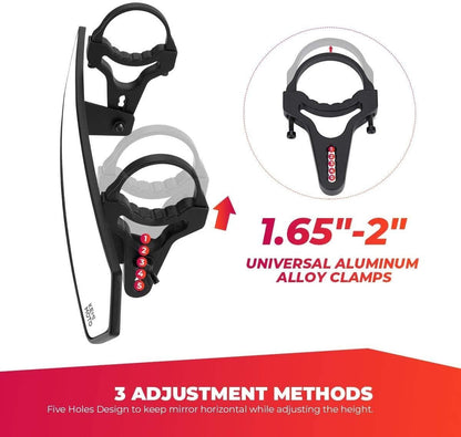 Kemimoto UTV 1.65"-2" Rear View Mirror & 1.6"-2" Round Tube Side Mirror