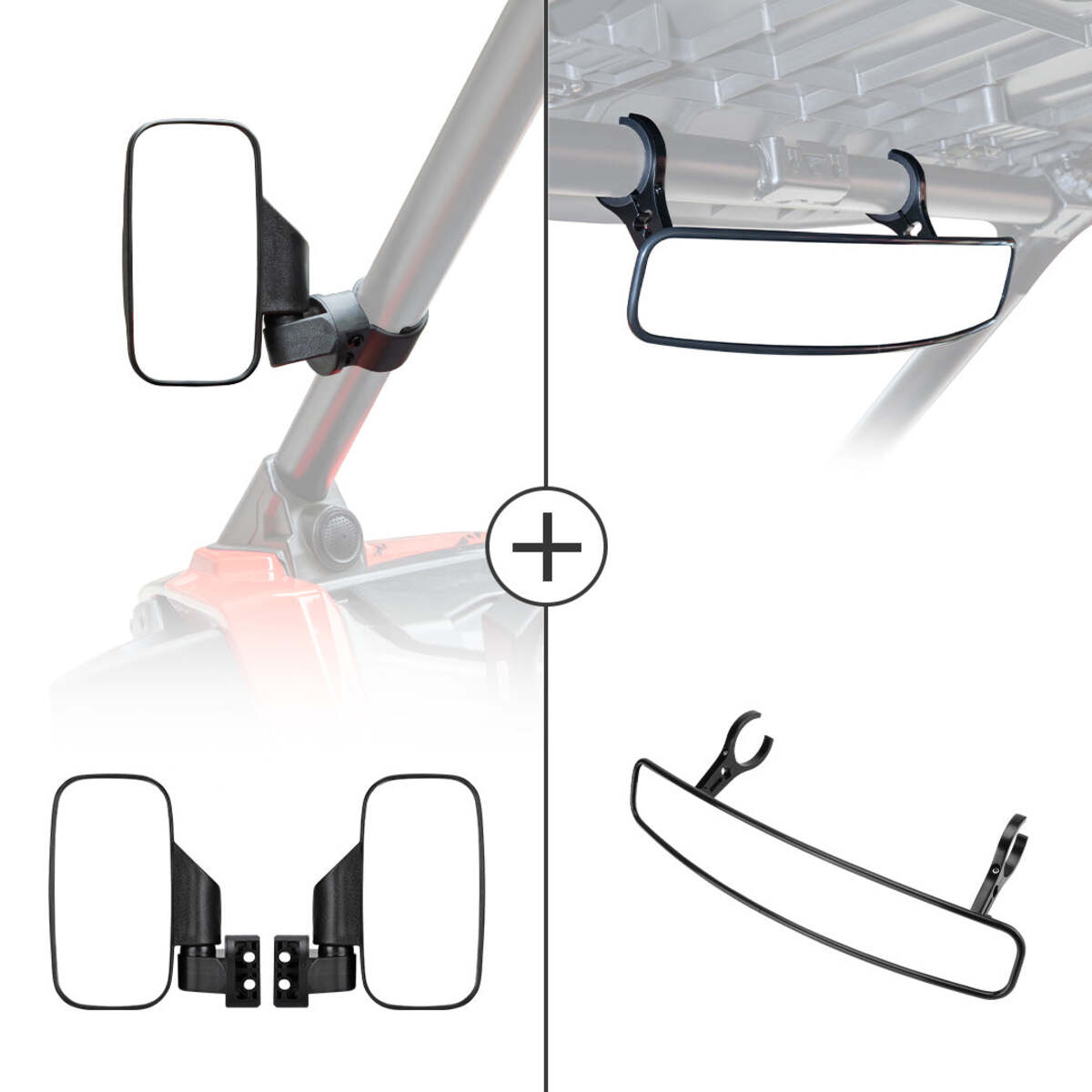 Kemimoto UTV 1.75"/2" Side View Mirror & Rearview Mirrors