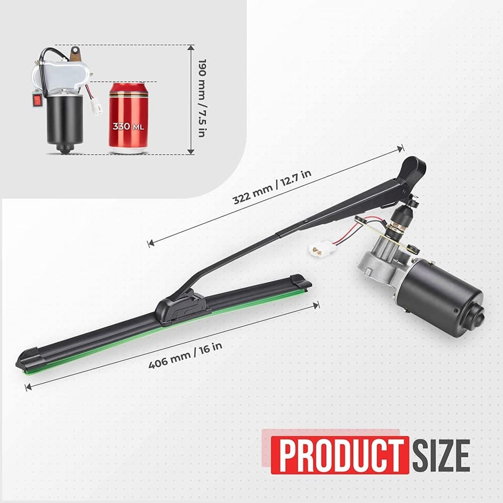 Kemimoto UTV 12V Electric Windshield Wiper Kit
