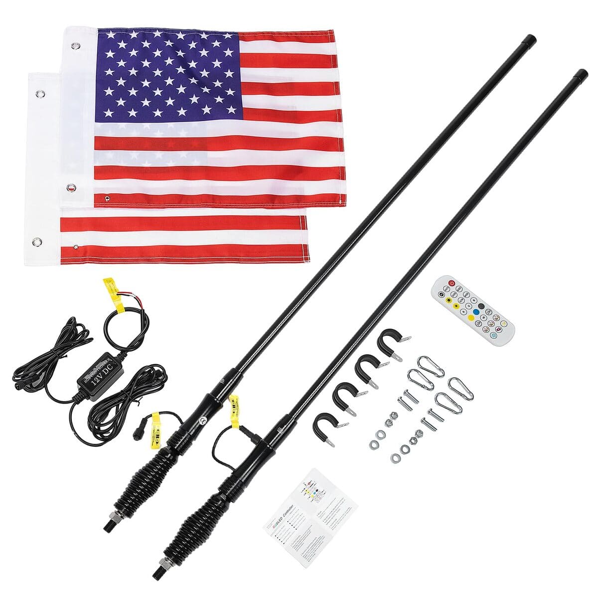 Kemimoto UTV 2Pcs 3ft/4ft Whip Lights with Spring Base