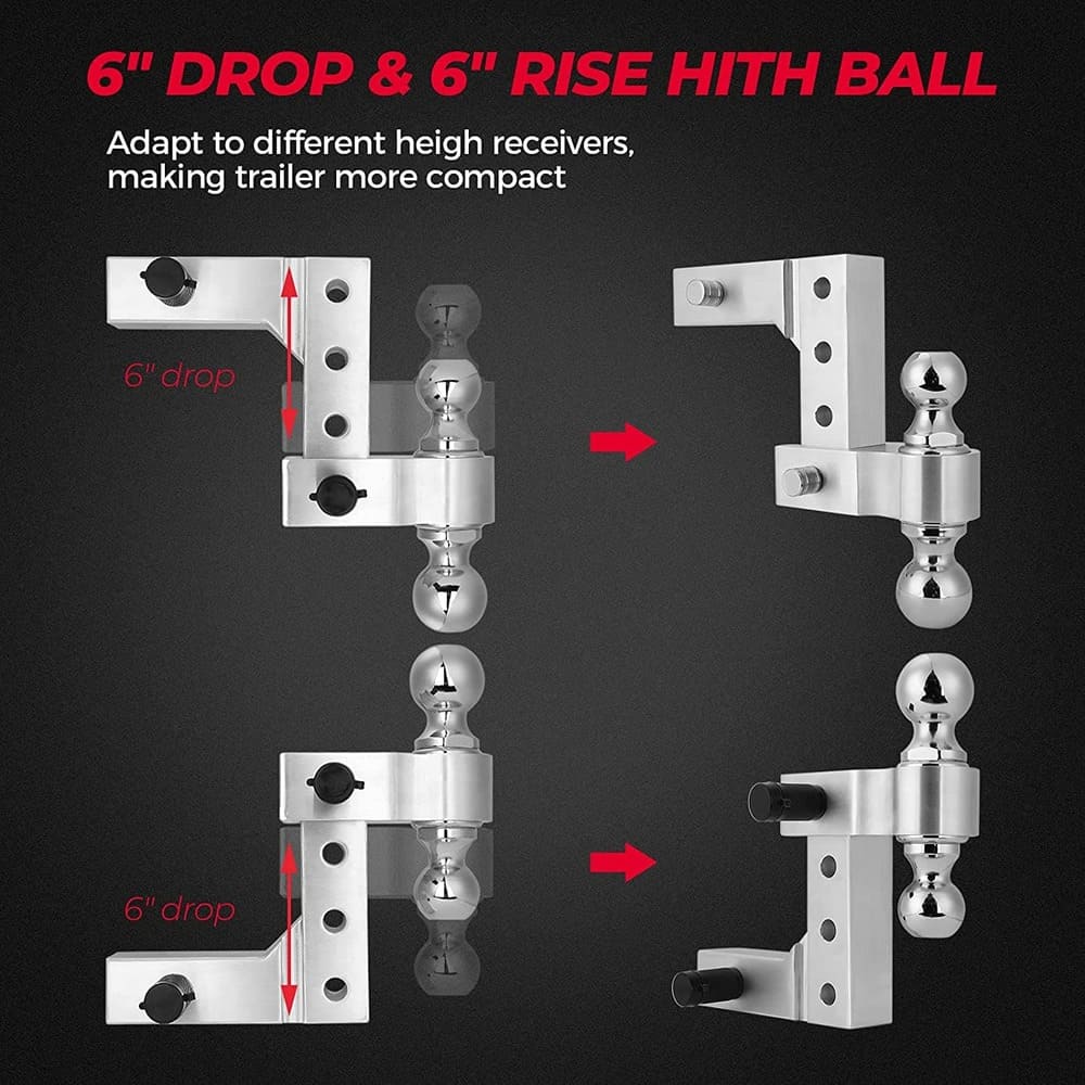 Kemimoto UTV Adjustable Trailer Hitch Ball Mount