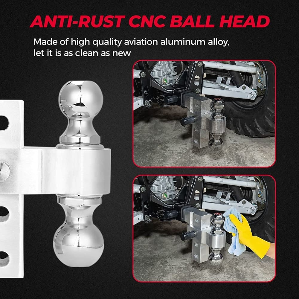 Kemimoto UTV Adjustable Trailer Hitch Ball Mount