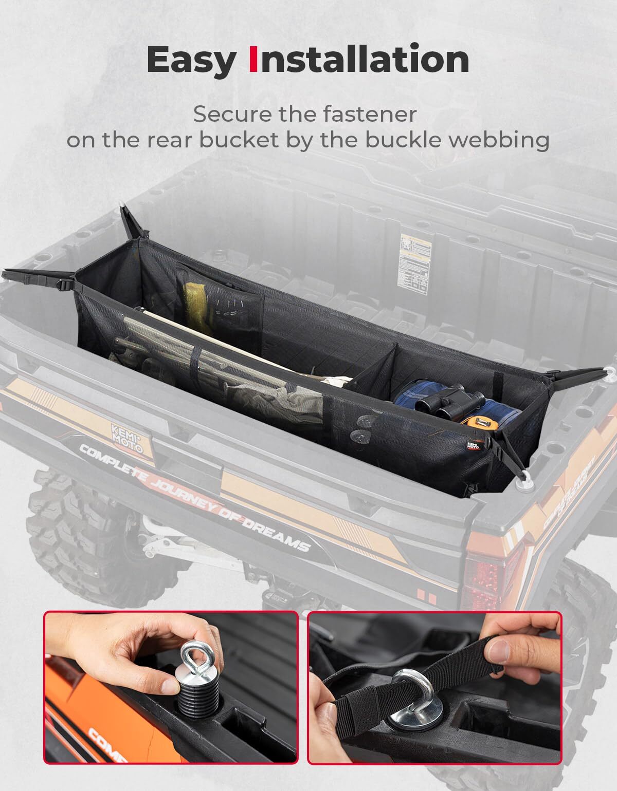 Kemimoto UTV Rear Bucket Storage Net