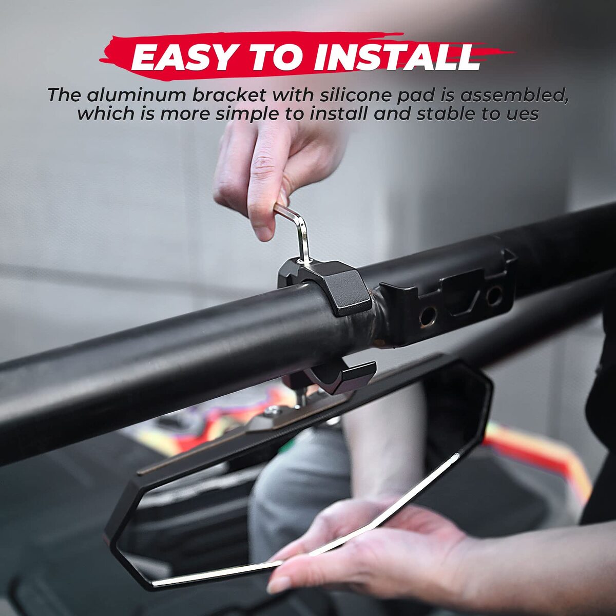 Kemimoto UTV Rear View Mirror for 1.6"-2" Roll Bar Cages