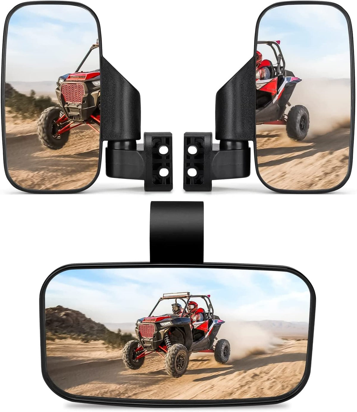 Kemimoto UTV Side Mirrors & Center Mirror with 1.6"/2" Roll Bar Cage
