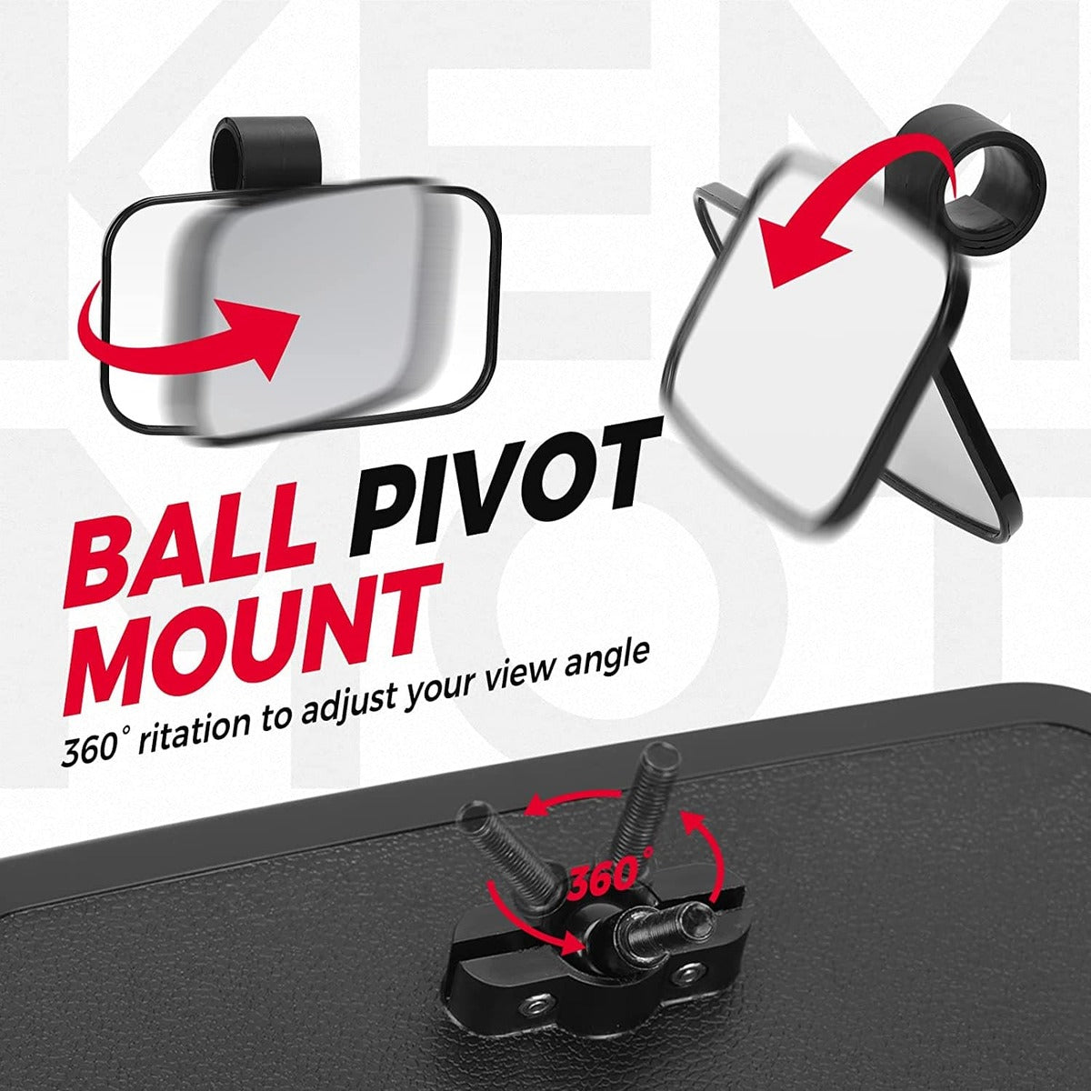 Kemimoto UTV Side Mirrors & Center Mirror with 1.6"/2" Roll Bar Cage