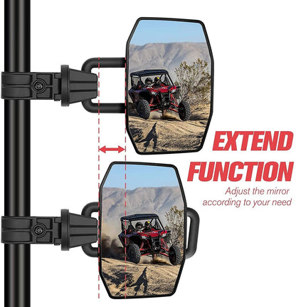 Kemimoto UTV Side View Mirrors 1.75"/2.0" Roll Bar