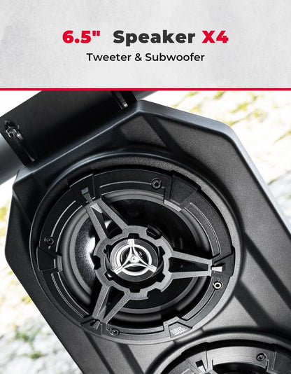 Kemimoto UTV Sound System 6.5" Speakers Overhead Stereo Bluetooth Fits Roll Cages
