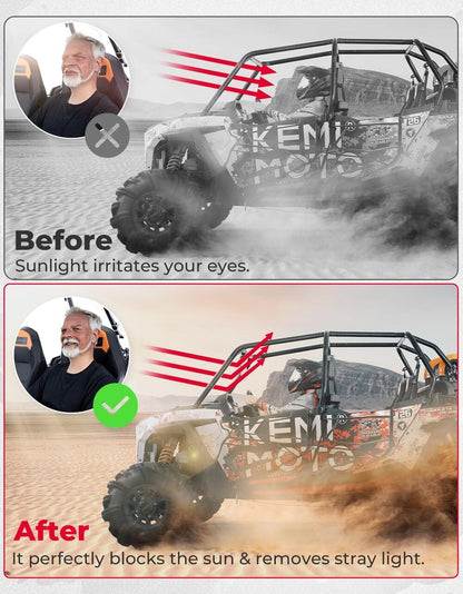 Kemimoto UTV Sun Visor Fit 1.5"-2" Roll Bars UTV Side X Side with Windshield