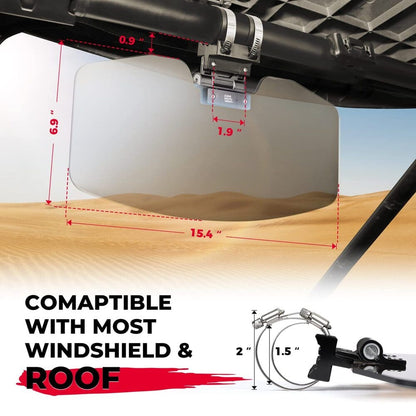 Kemimoto UTV Sun Visor Fit 1.5"-2" Roll Bars UTV Side X Side with Windshield