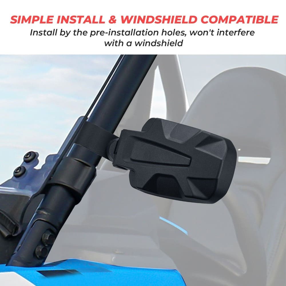 Kemimoto Yamaha Rhino Adjustable Side View Convex Mirror for 1.75" Roll Cage